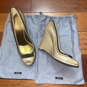 NWOT Vintage Miu Miu Wedge Heels Womens 40.5 EU 9.5 US